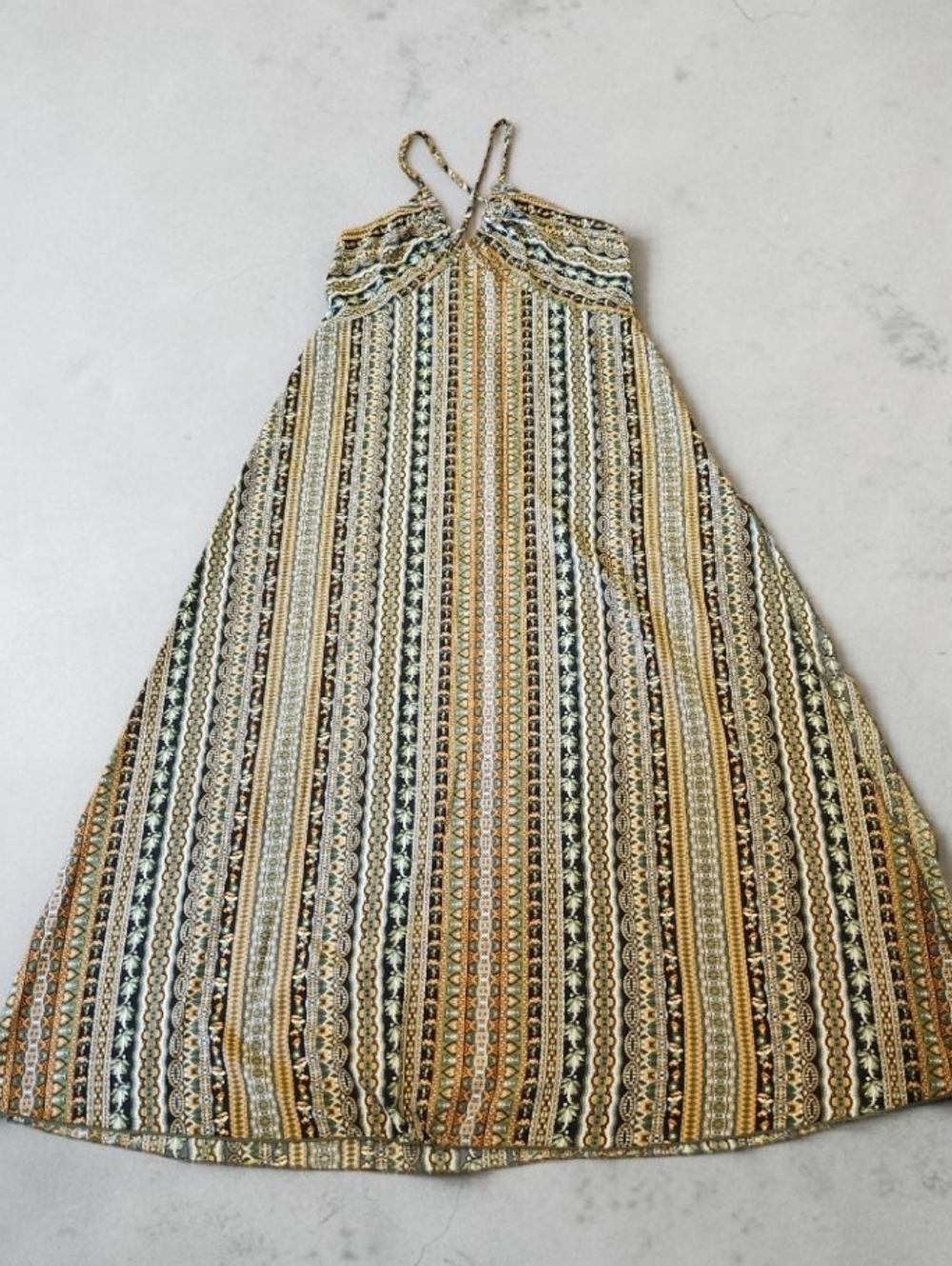 Striped Halter Maxi Dress in Brown and Cream NWOT - Picture 5 of 6